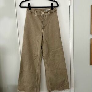 Zara High-Rise Wide Leg Jeans in Khaki Tan